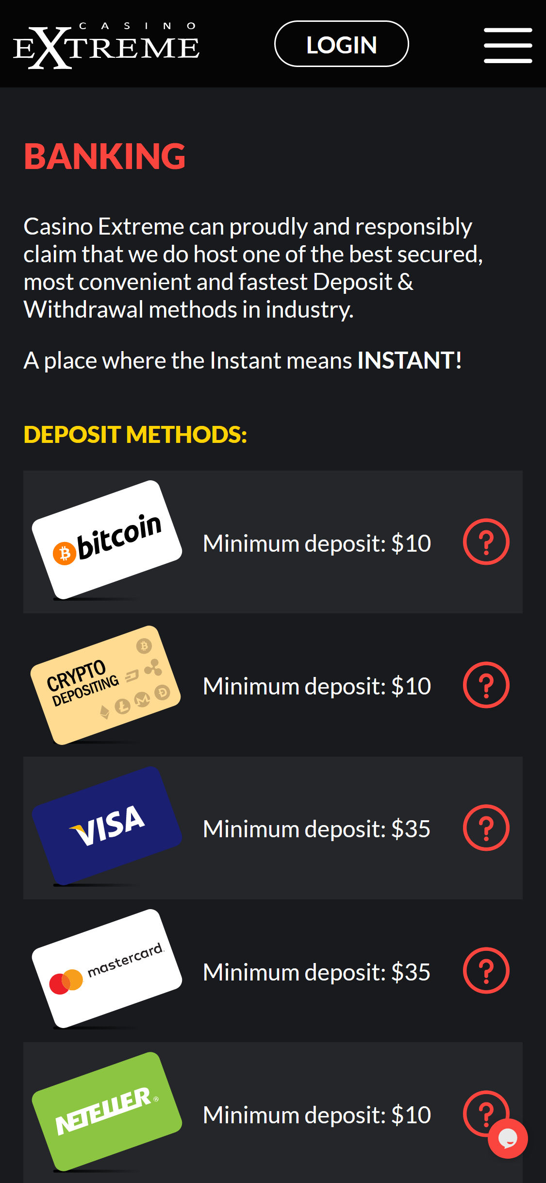 Casino Extreme Mobile Payment Methods Review