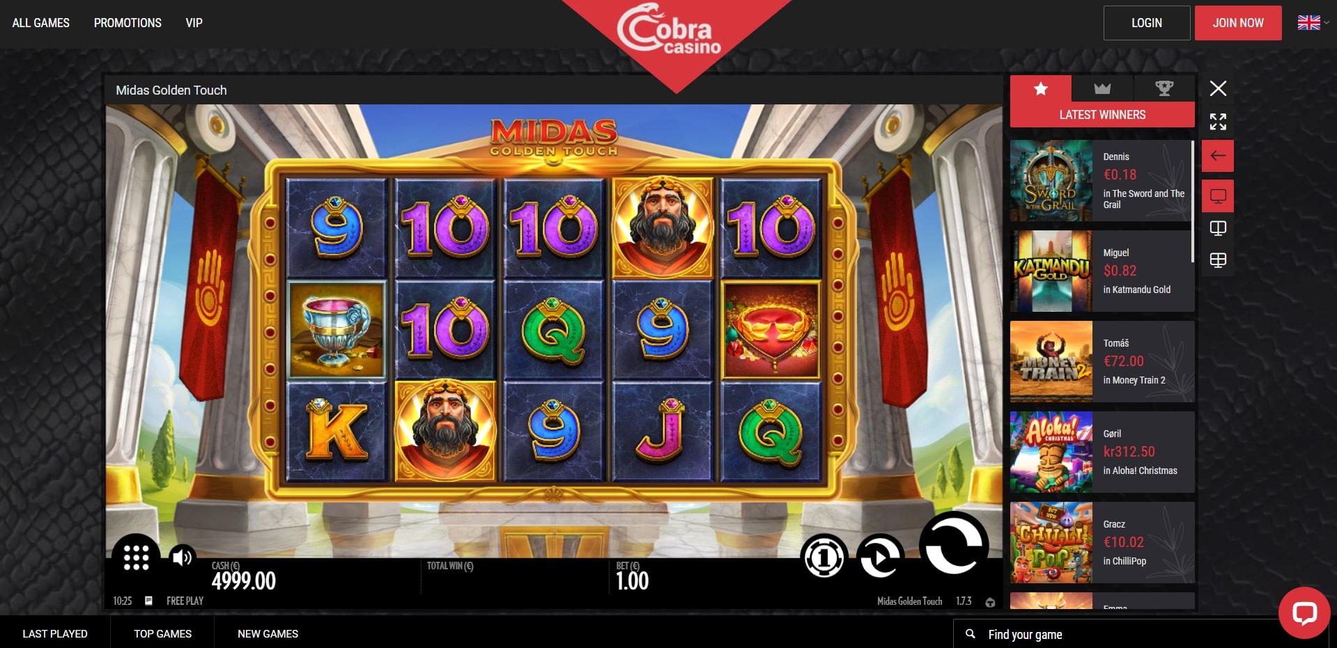 Cobra Casino Slot Games