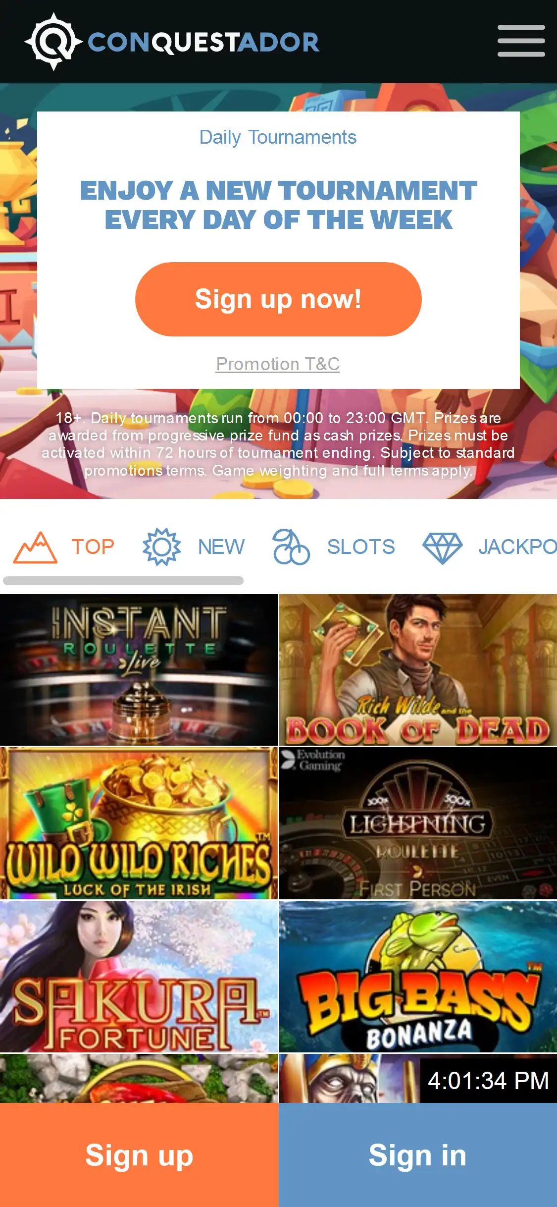 Conquestador Casino Mobile Review