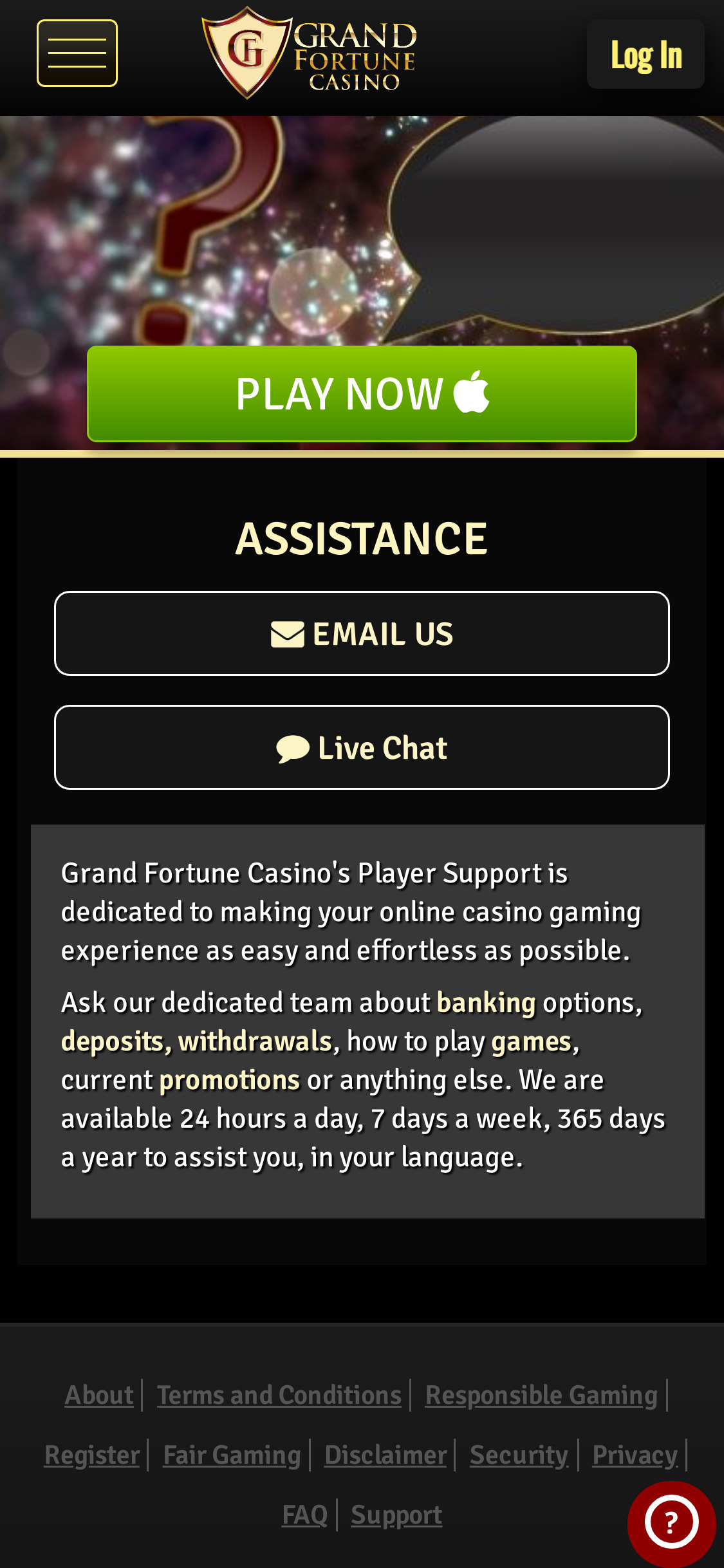 Grand Fortune Casino Mobile Support Review
