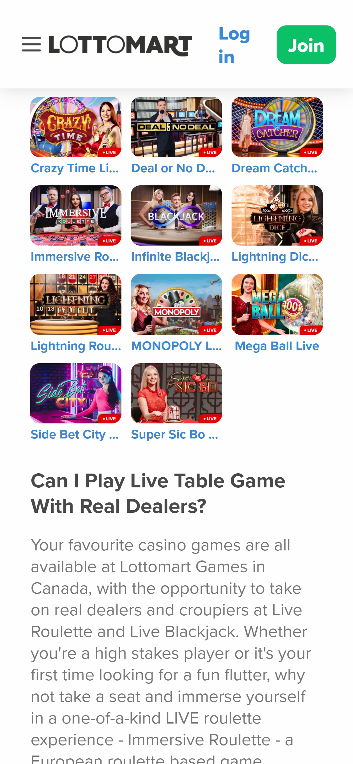 Lottomart Casino Mobile Live Dealer Games Review