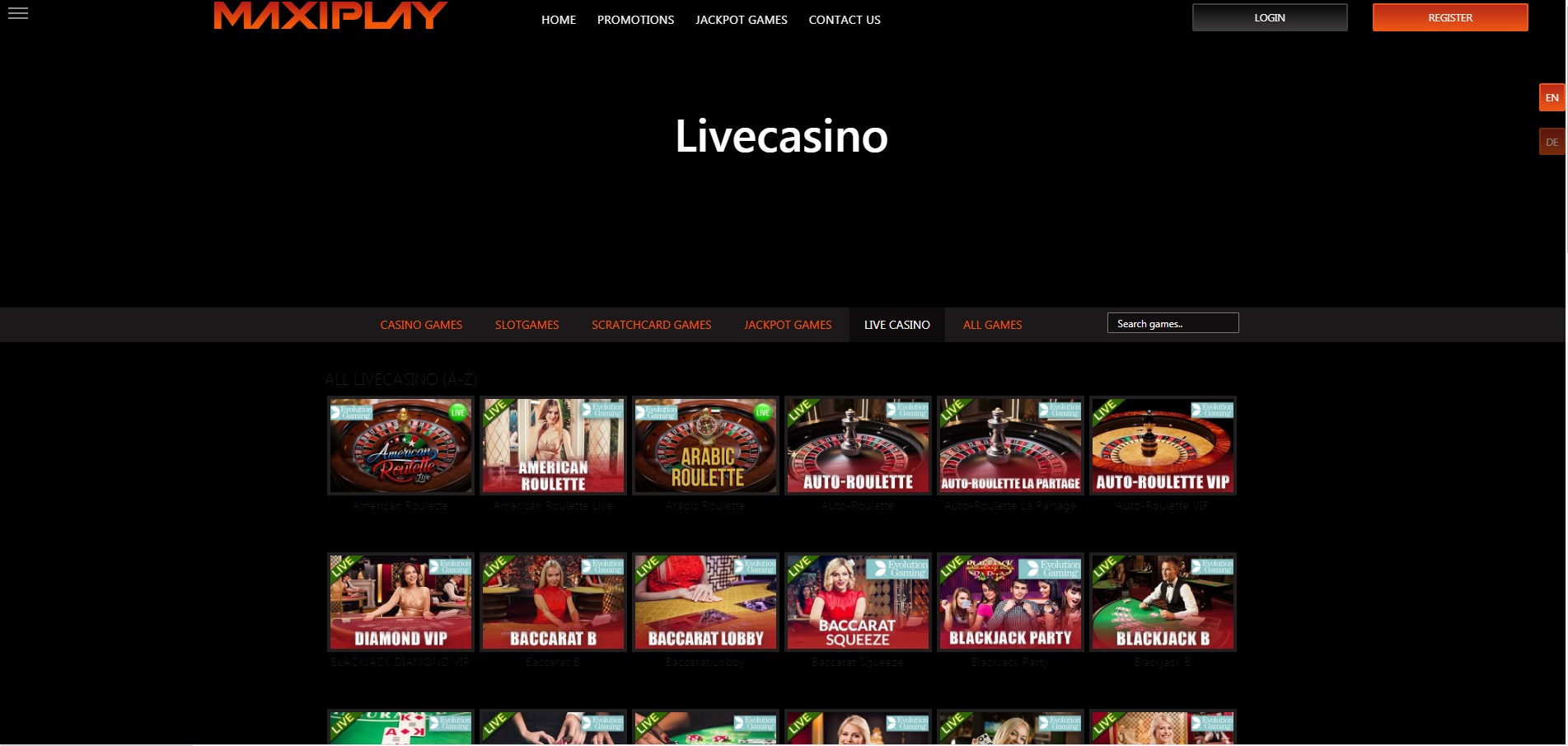 MaxiPlay Casino Live Dealer Games