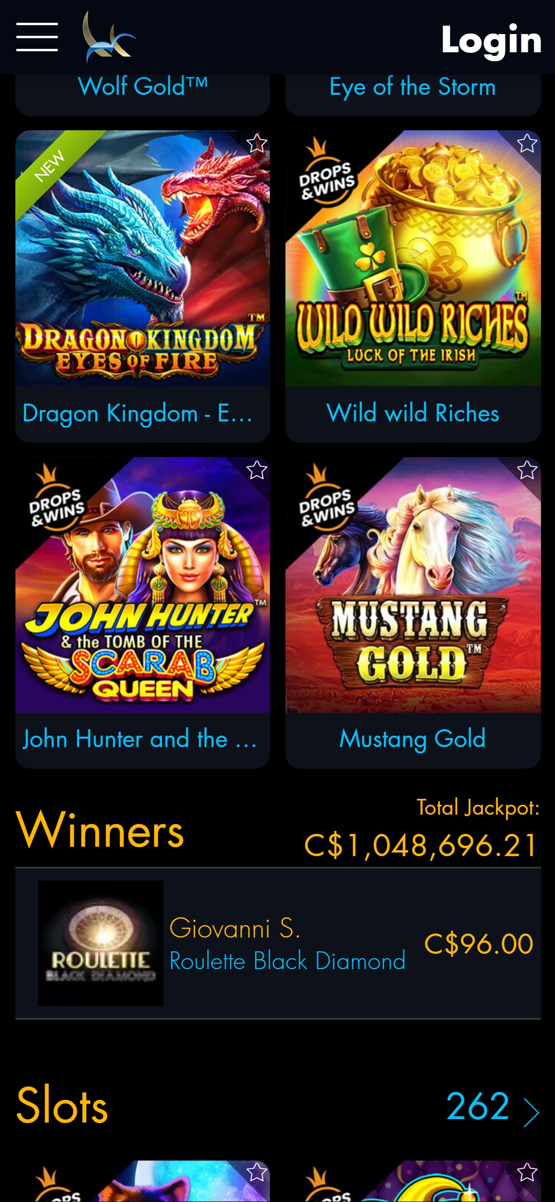 Winward Casino Mobile Games Review